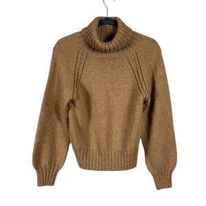 Vtg Berek Hand Knit Alpaca Cowl Neck Sweater Small Camel Brown Scandi Fisherman‎